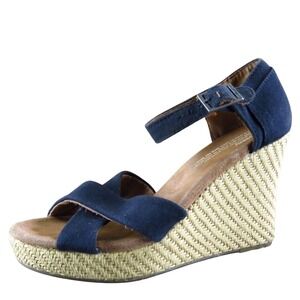 TOMS Women's  Ankle Strap Black Fabric‎ Sz 6.5 Medium  Used 2025